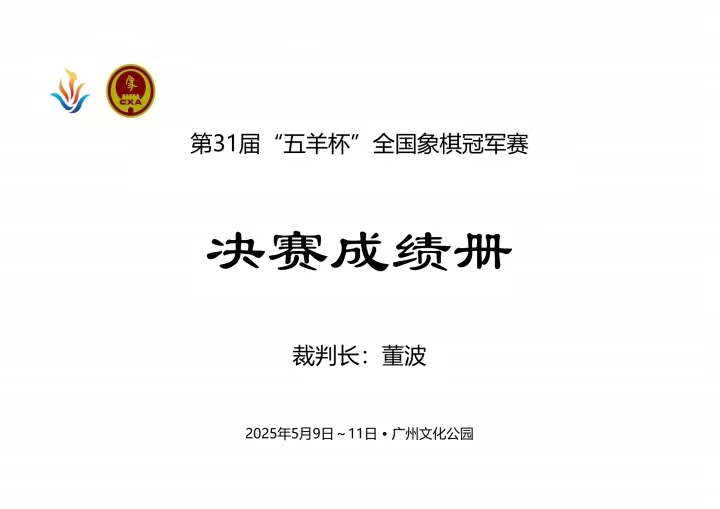 第31届“五羊杯”全国象棋冠军赛决赛成绩册